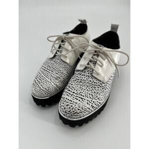 SALE United Nude Platform Oxford Shoes Sz 37 White Black Animal Print
